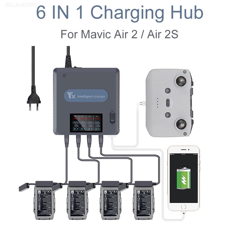 Drone Charging Hub - 6 w 1 cyfrowy wyświetlacz ładowarka