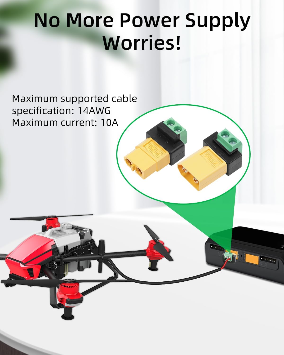 Drone Solar Charger - Adapter/Przejściówka XT60 2-pinowy bezlutowy męski na